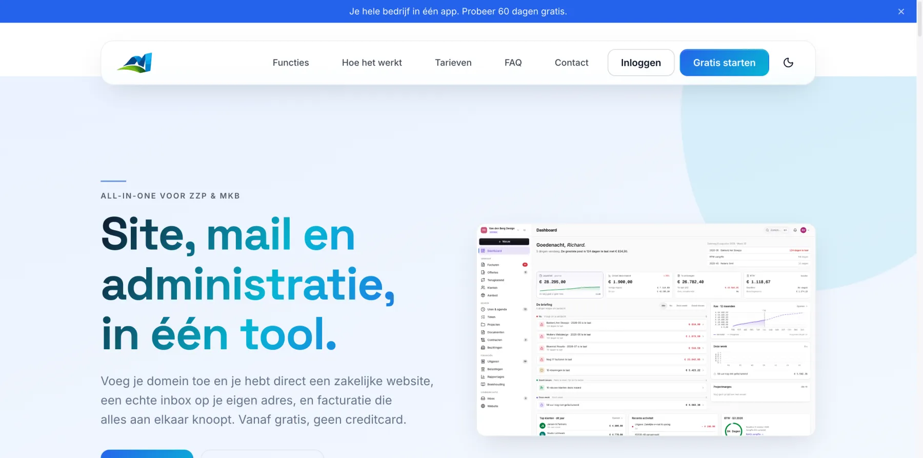 Schermafbeelding van een pagina gemaakt met de MyCompanyDesk websitebouwer